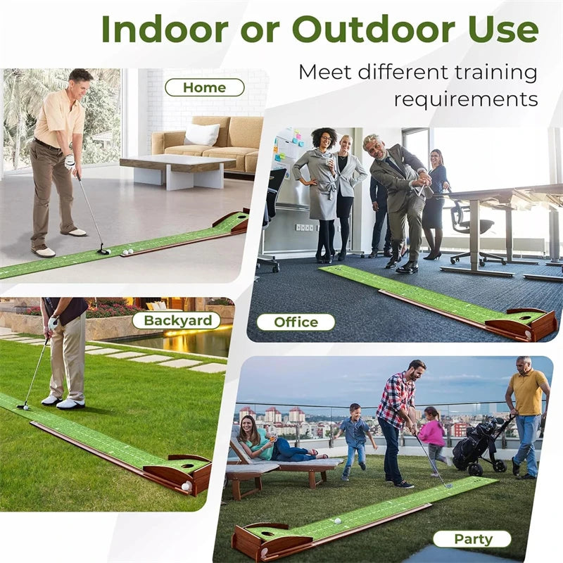 Golf Putting Mat with Automatic Ball Return