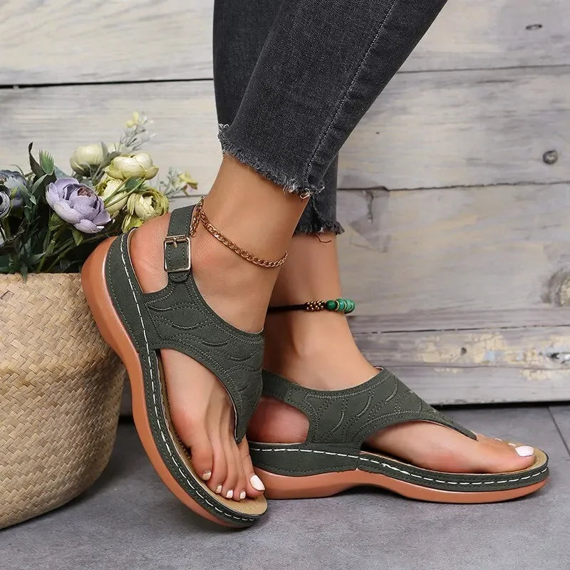 Women Summer Sandals Daily Outdoor Slope Heel Beach Roman Sandals Outdoor Anti-skid Open-toe Sandal for Girls Platform Shoes