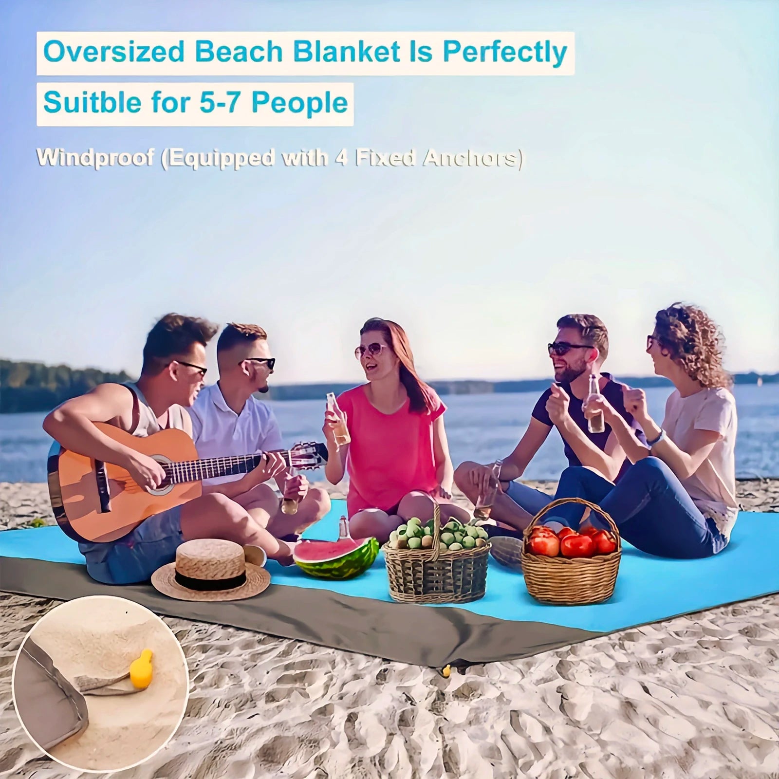 Waterproof Sandproof Beach Mat for 3 Adults