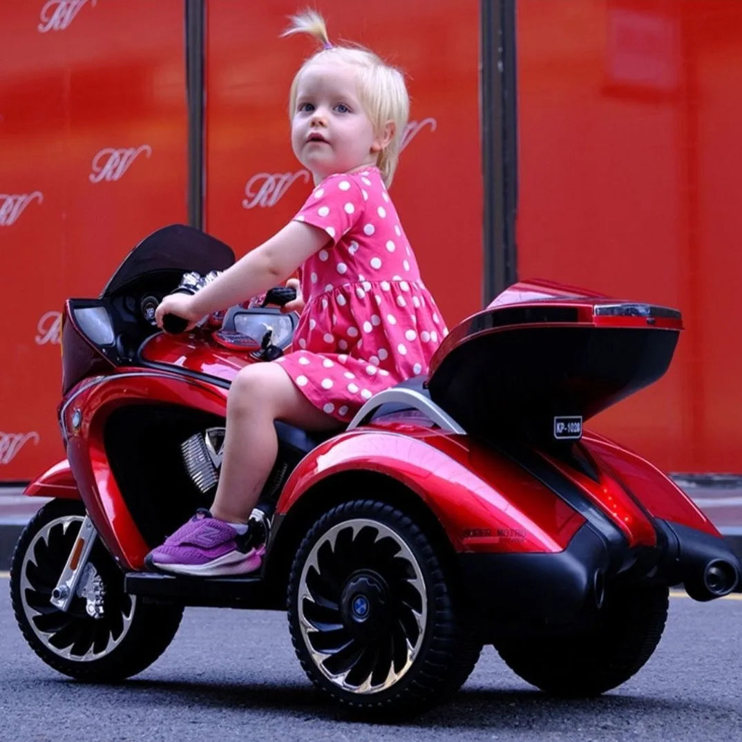 New Children's Electric Motorcycle Ride on 3-12 Years Old Load 50KG Double Kids Tricycle with True Key Start