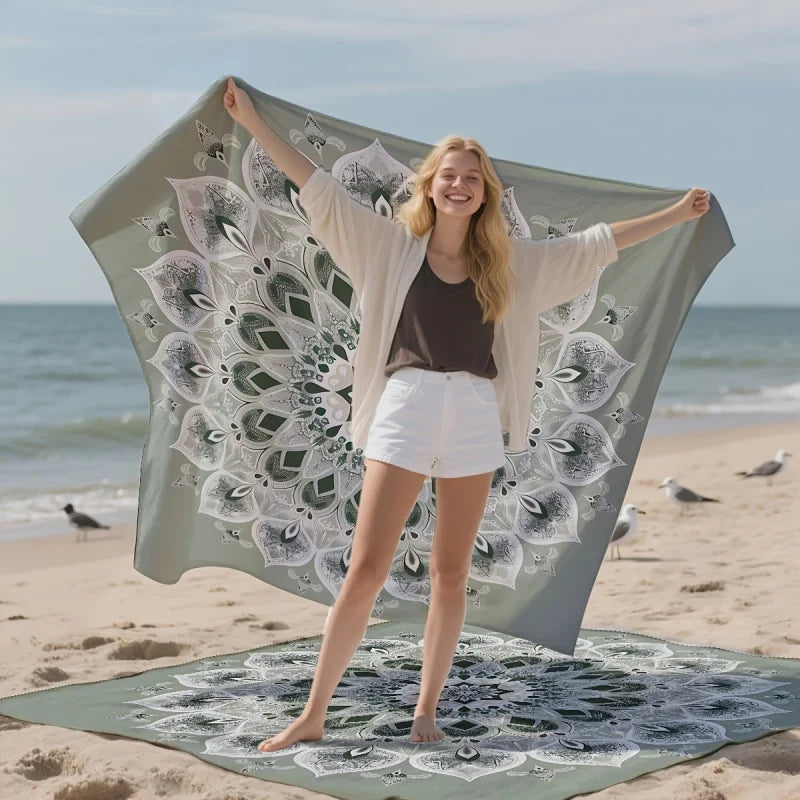 VIKAMA Bohemian Mandala Sandproof Beach Mat