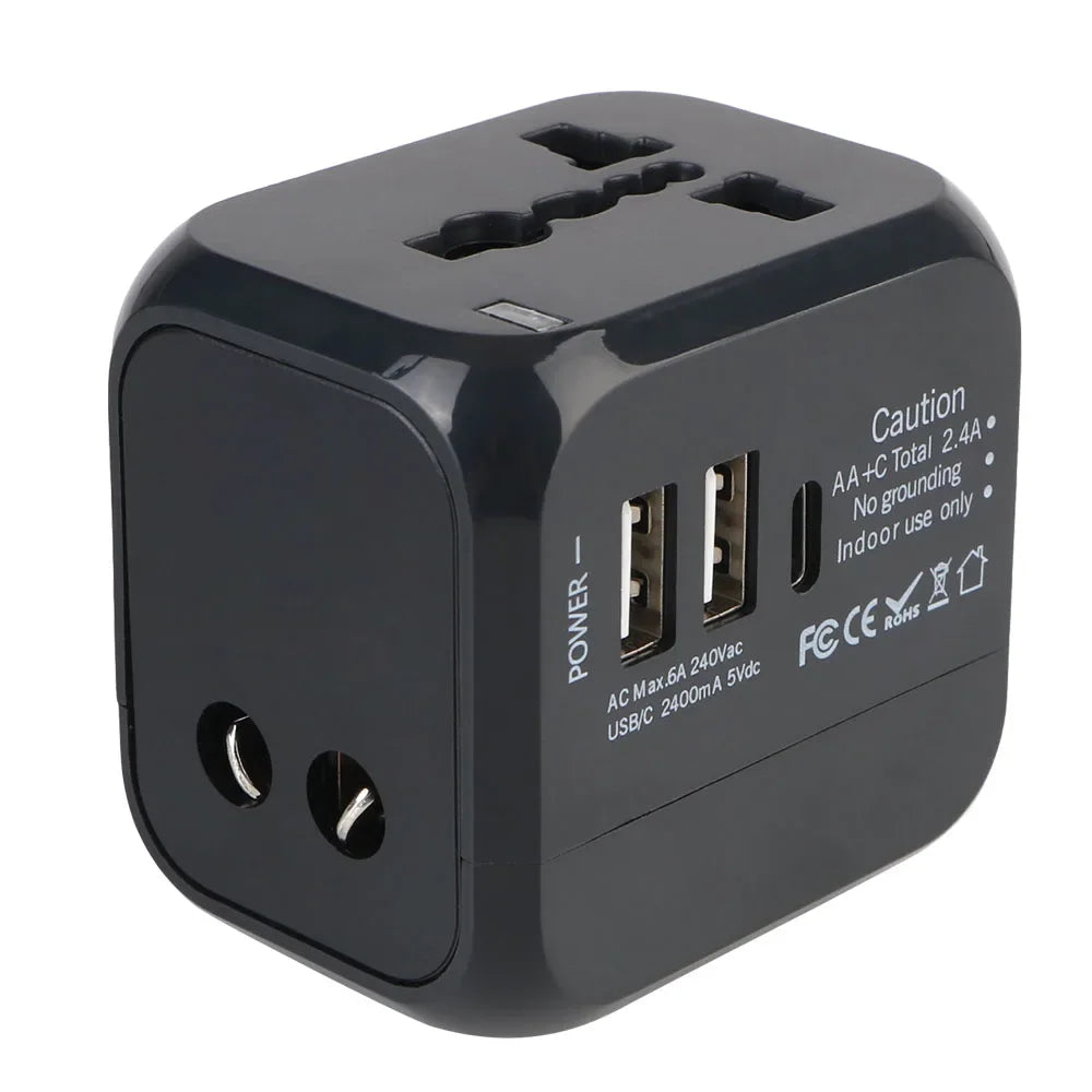 All-in-One Wall Travel Charger — Worldwide Plugs with USB-A & USB-C