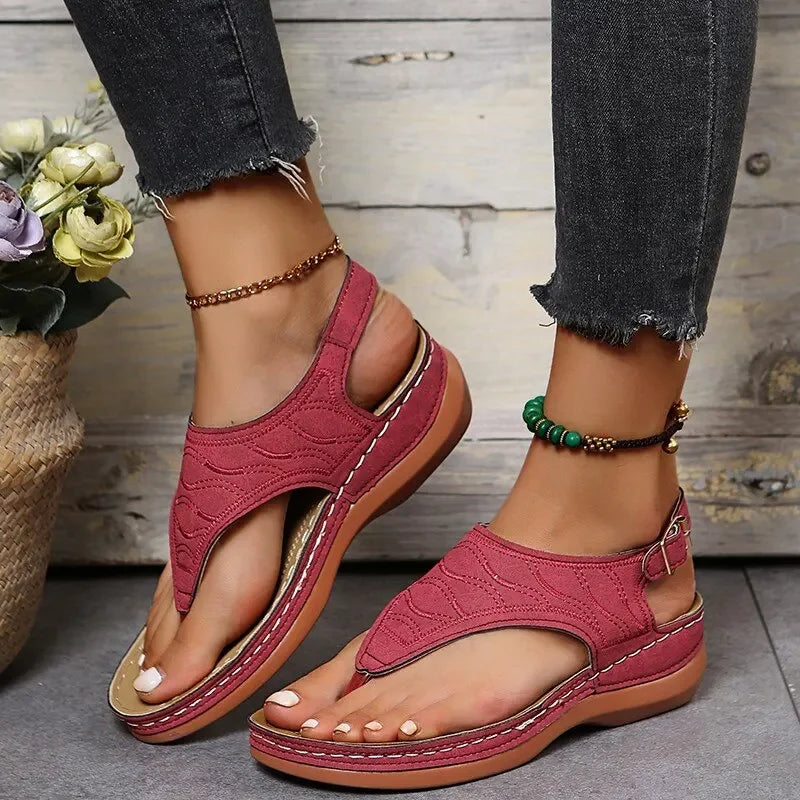 Women Summer Sandals Daily Outdoor Slope Heel Beach Roman Sandals Outdoor Anti-skid Open-toe Sandal for Girls Platform Shoes