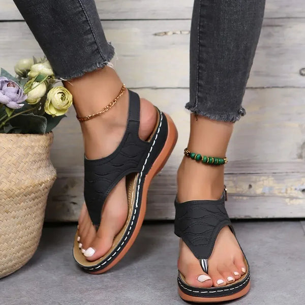Women Summer Sandals Daily Outdoor Slope Heel Beach Roman Sandals Outdoor Anti-skid Open-toe Sandal for Girls Platform Shoes
