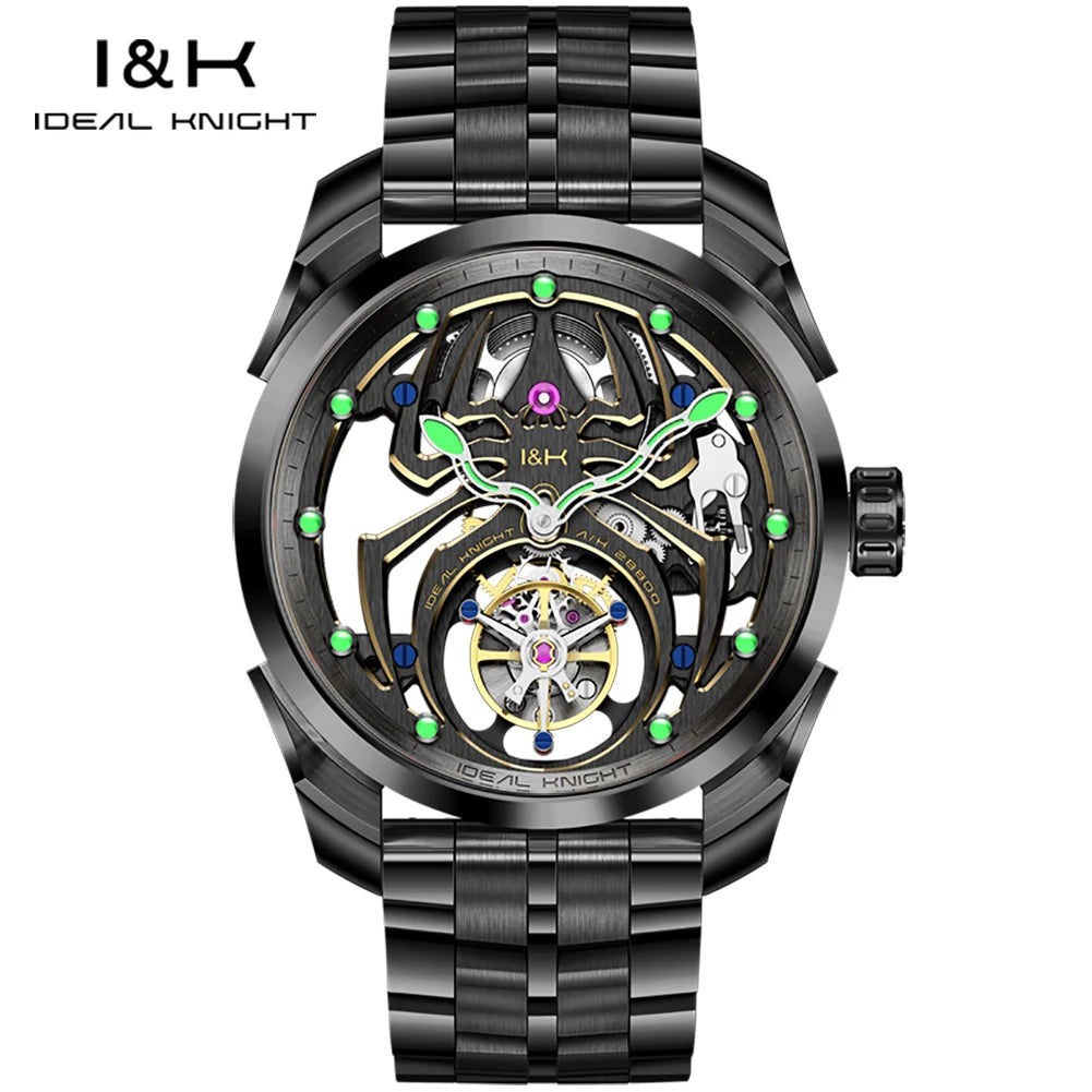 IDEAL KNIGHT 6802 Tourbillon Hollow Automatic Watch — Sapphire, Spider Dial