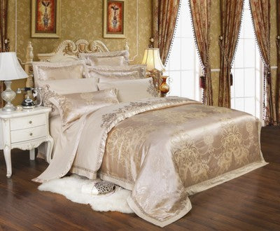 European Luxury Cotton Jacquard Bedding Set — Floral Elegance