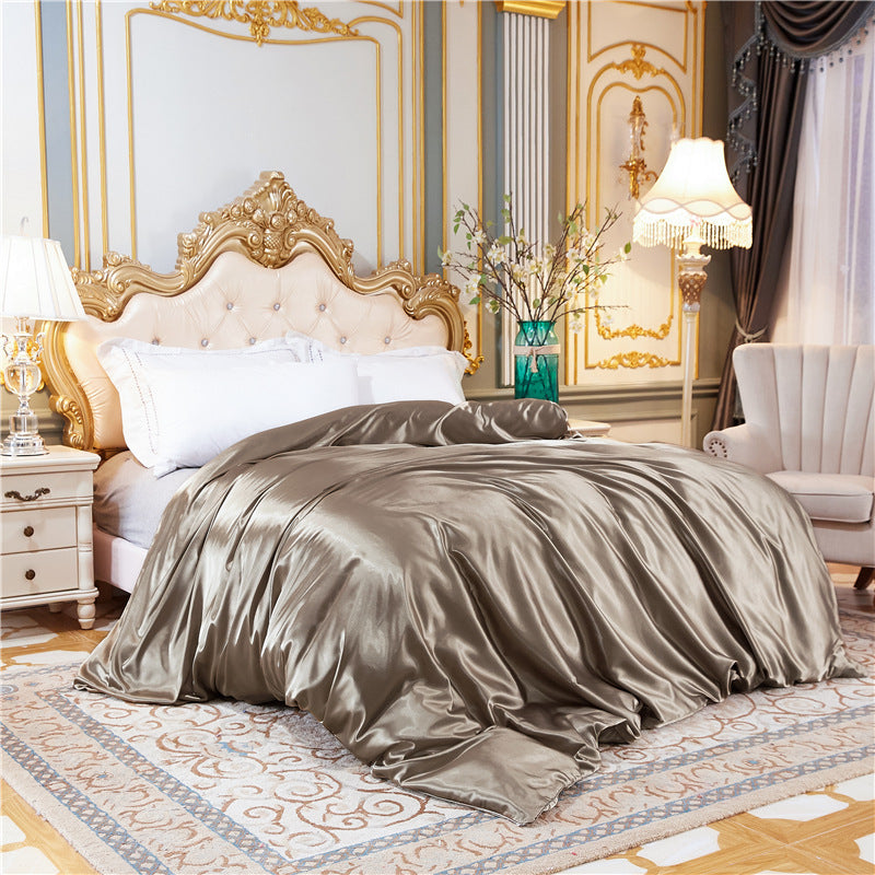 Ice Silk Summer Quilt Cover Set — Cool 4-Piece Bedding