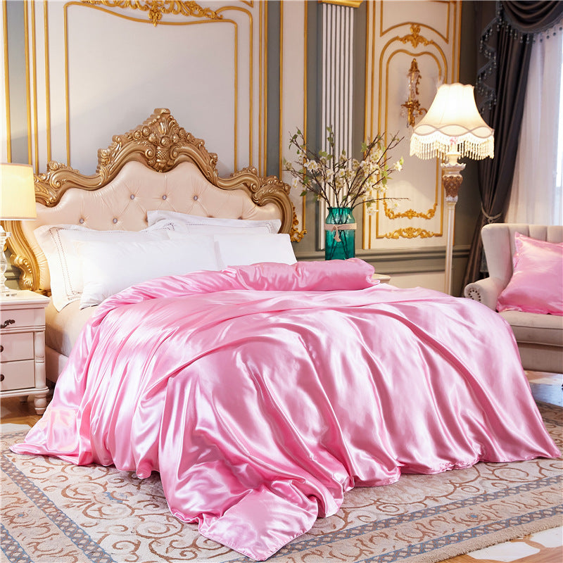 Ice Silk Summer Quilt Cover Set — Cool 4-Piece Bedding