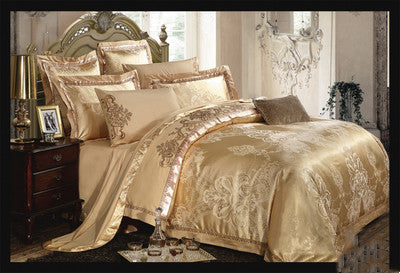European Luxury Cotton Jacquard Bedding Set — Floral Elegance