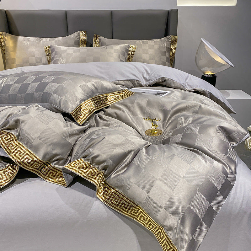Premium Cotton Jacquard Sheets — Embroidered Bedding Set